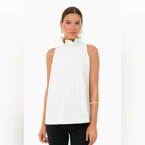 Pomander Place Tuckernuck Women's White Mason Sleeveless Top Ruffle Blouse Sz SM